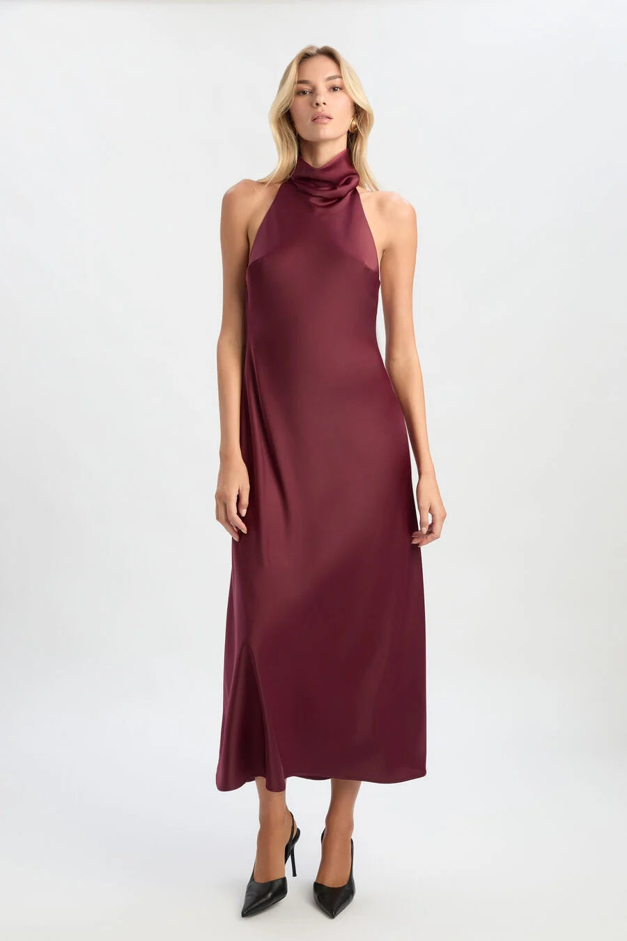 Delphina Slip Midi Dress- Deep Plum