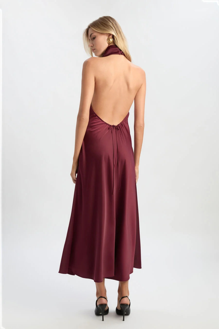 Delphina Slip Midi Dress- Deep Plum