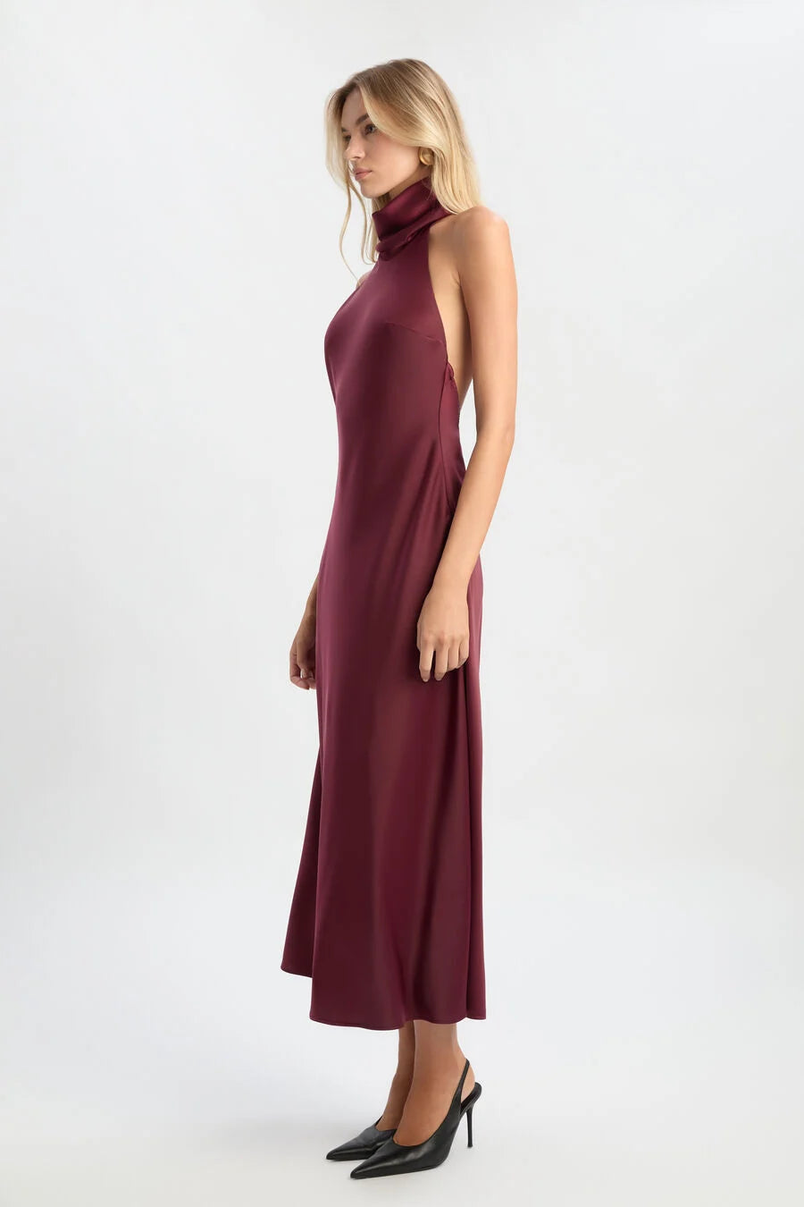 Delphina Slip Midi Dress- Deep Plum