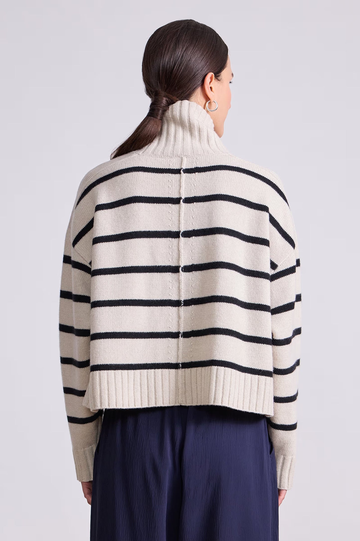Ari Cropped Turtle- Cream and Black Stripe