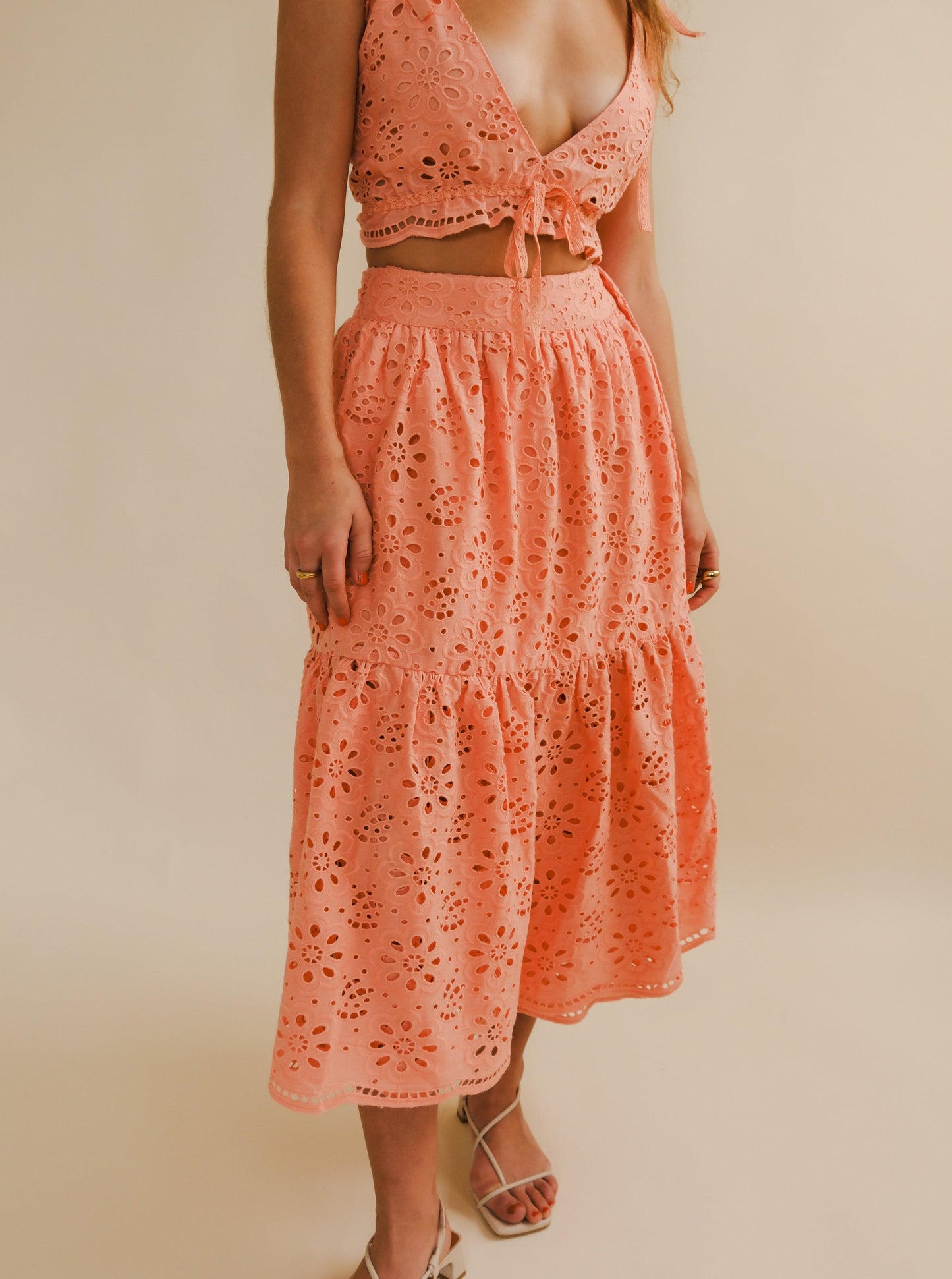 Chantel Skirt - Peach Eyelet