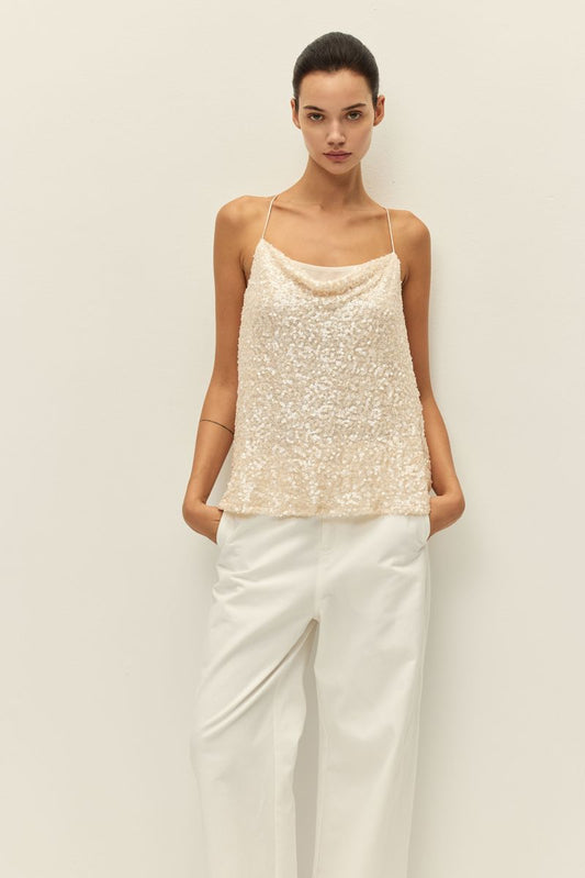 Cedar Sequin Top - Ecru