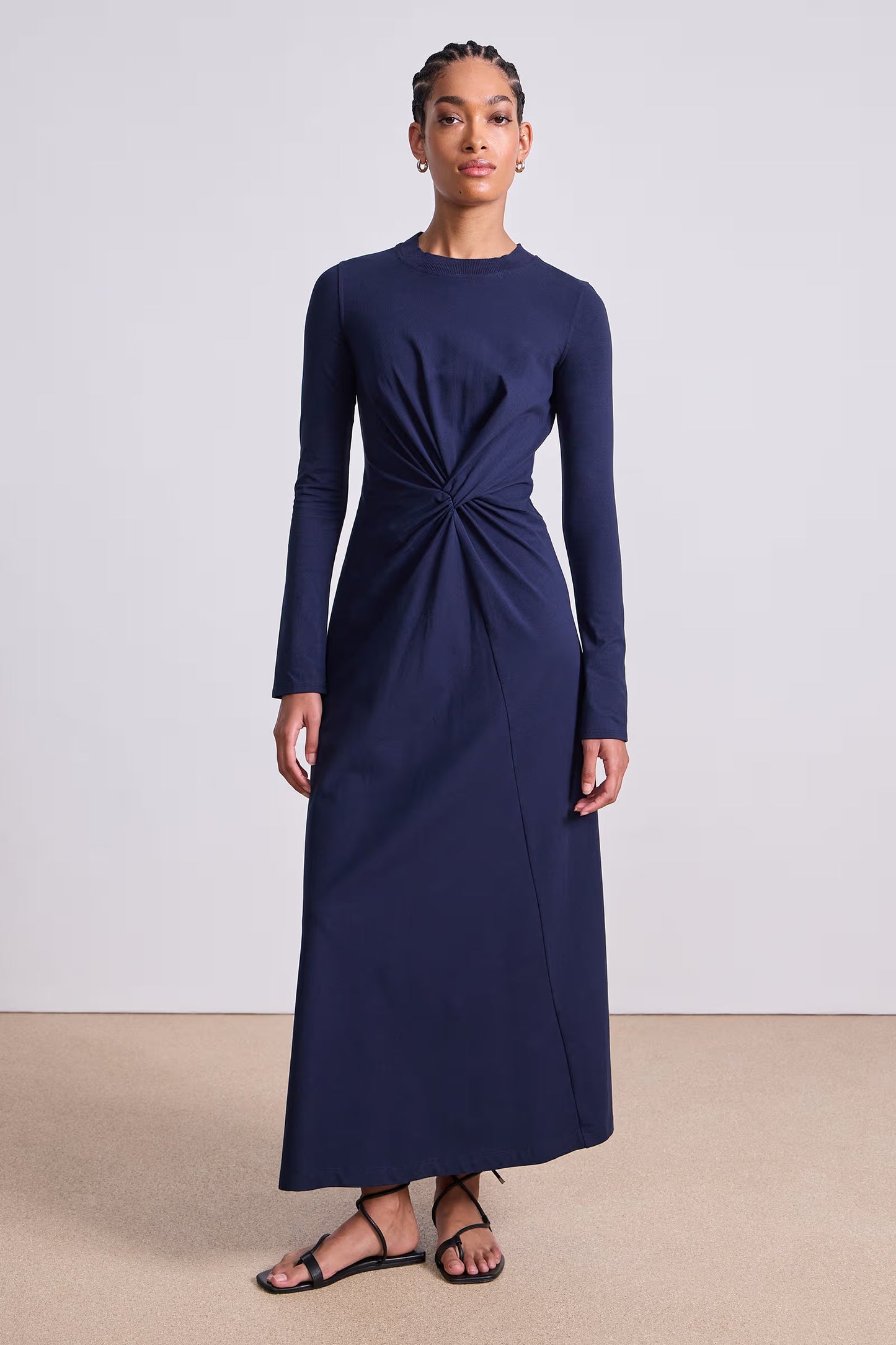 Long Sleeve Volta Dress- Navy