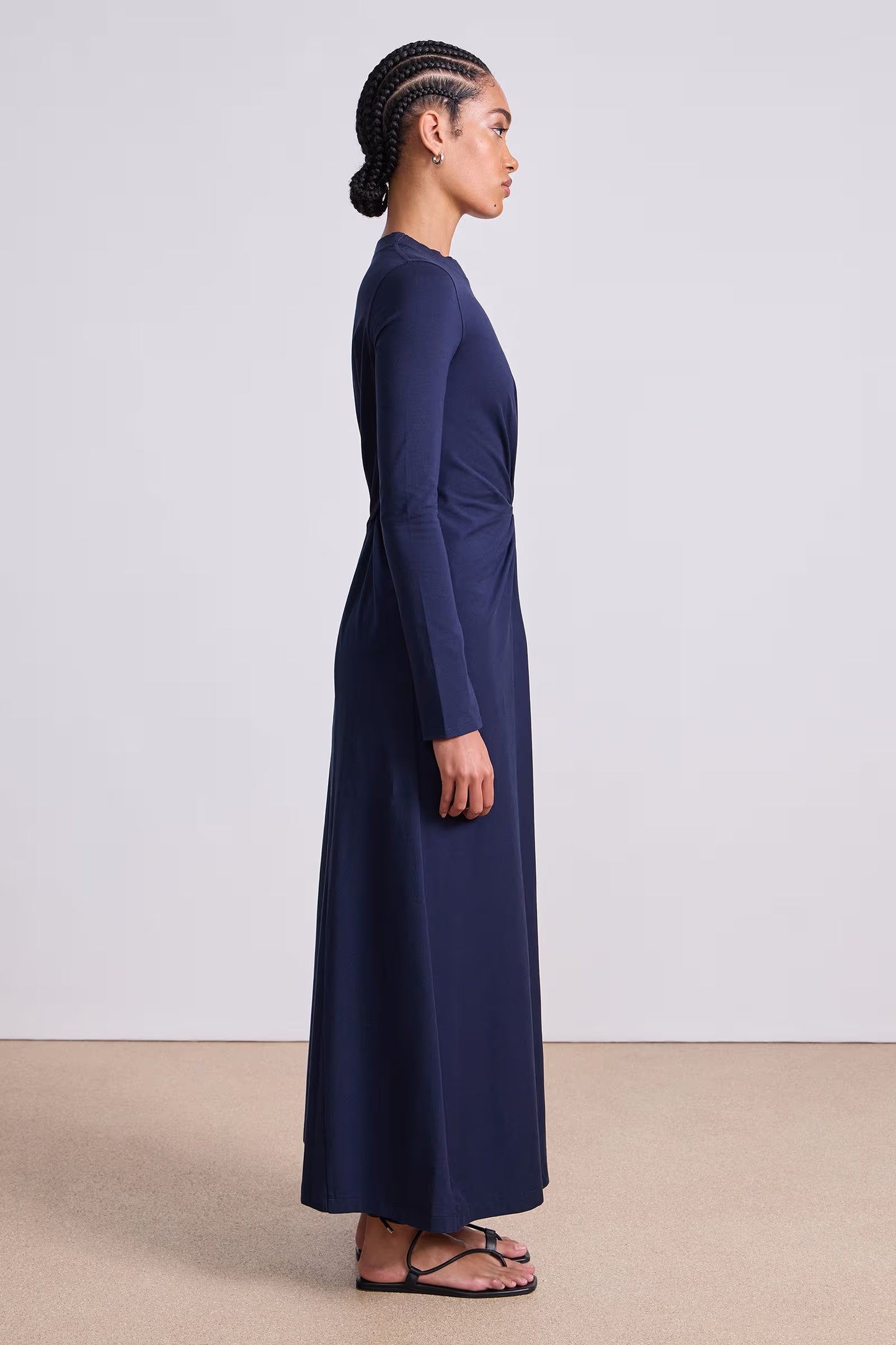 Long Sleeve Volta Dress- Navy