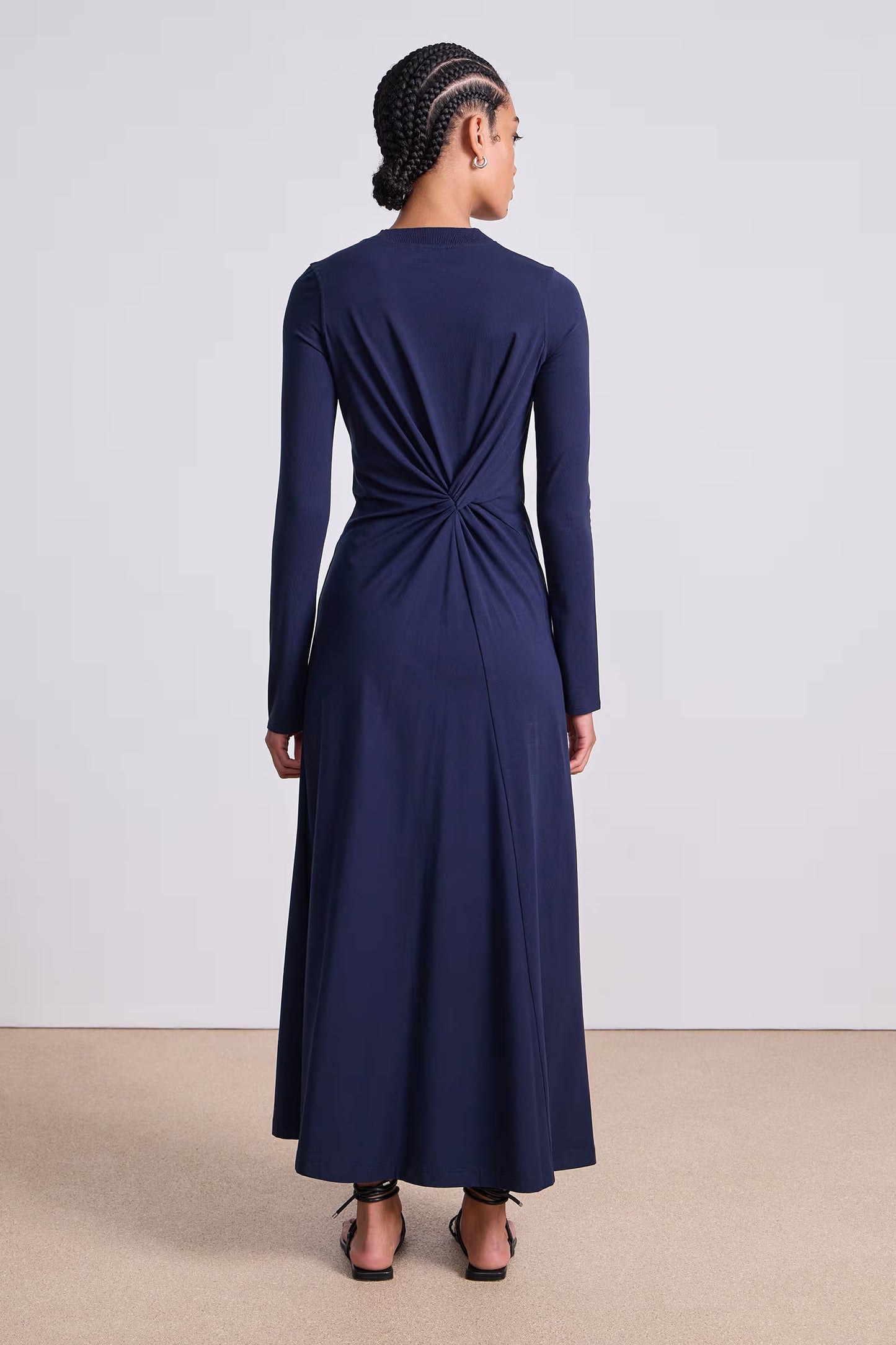 Long Sleeve Volta Dress- Navy