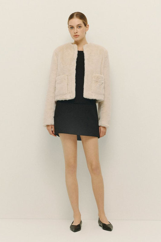 Rye Faux Fur Jacket- Ecru