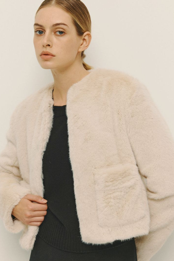 Rye Faux Fur Jacket- Ecru