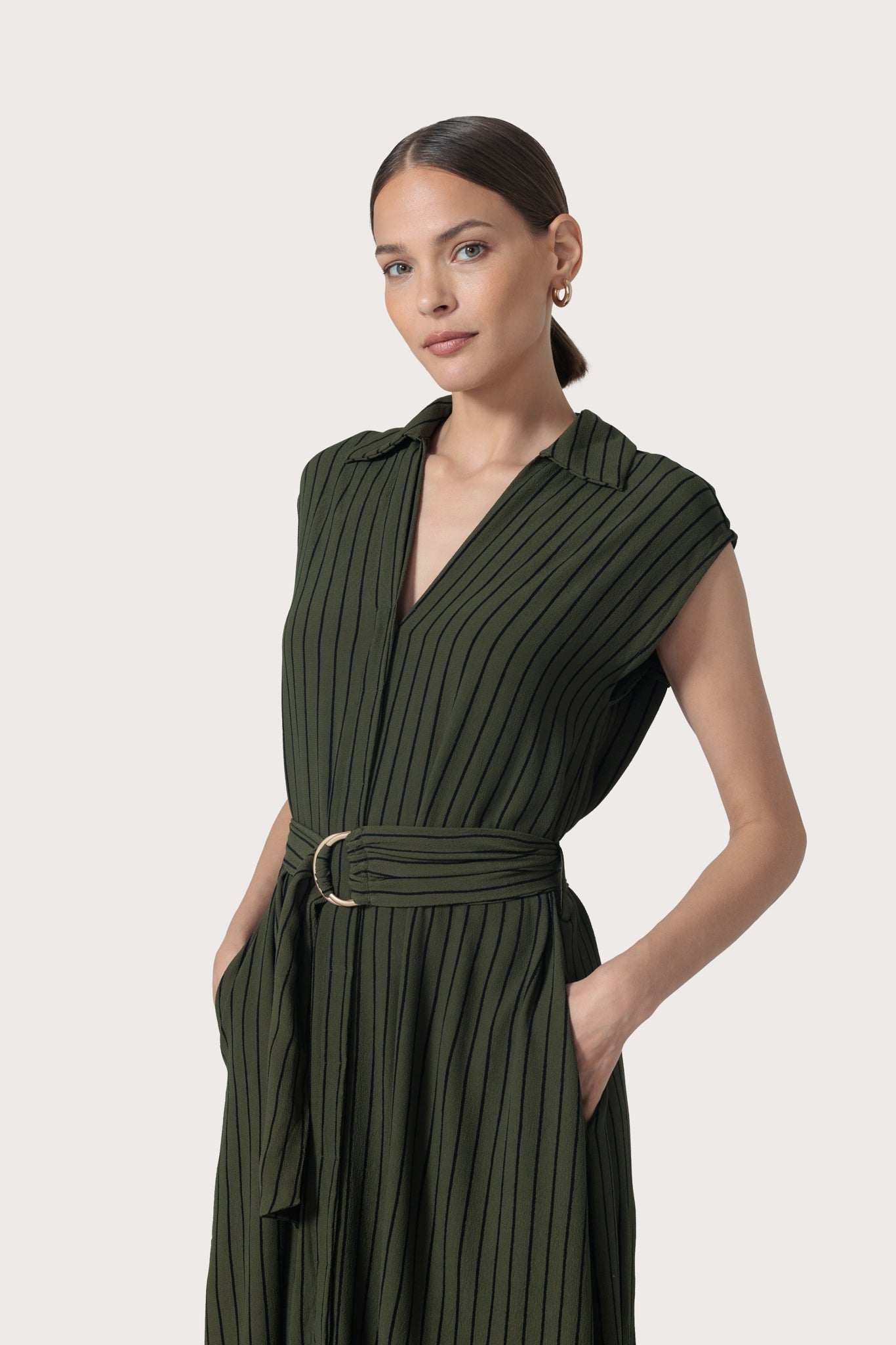 Chloe Belted Shirt Dress- Classic Stripe