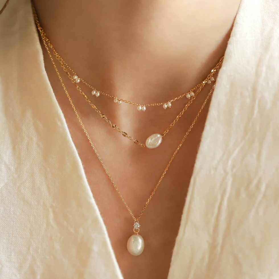 Tiny Pearl Chain Necklace