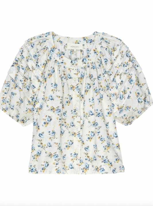 The Carriage Top - Cream Kerchief Rose Print