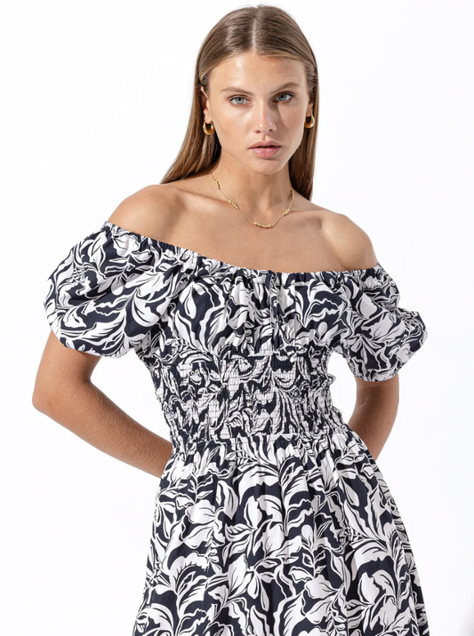 Hazel Off-Shoulder Poplin Midi Dress