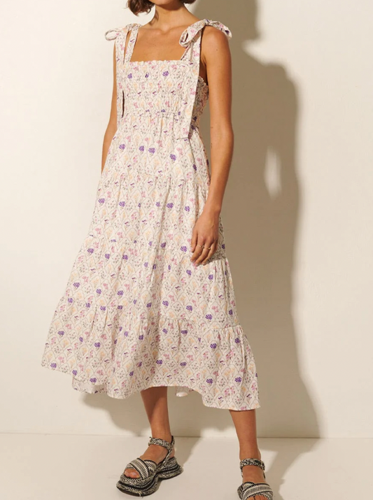 Fleur Shirred Midi Dress