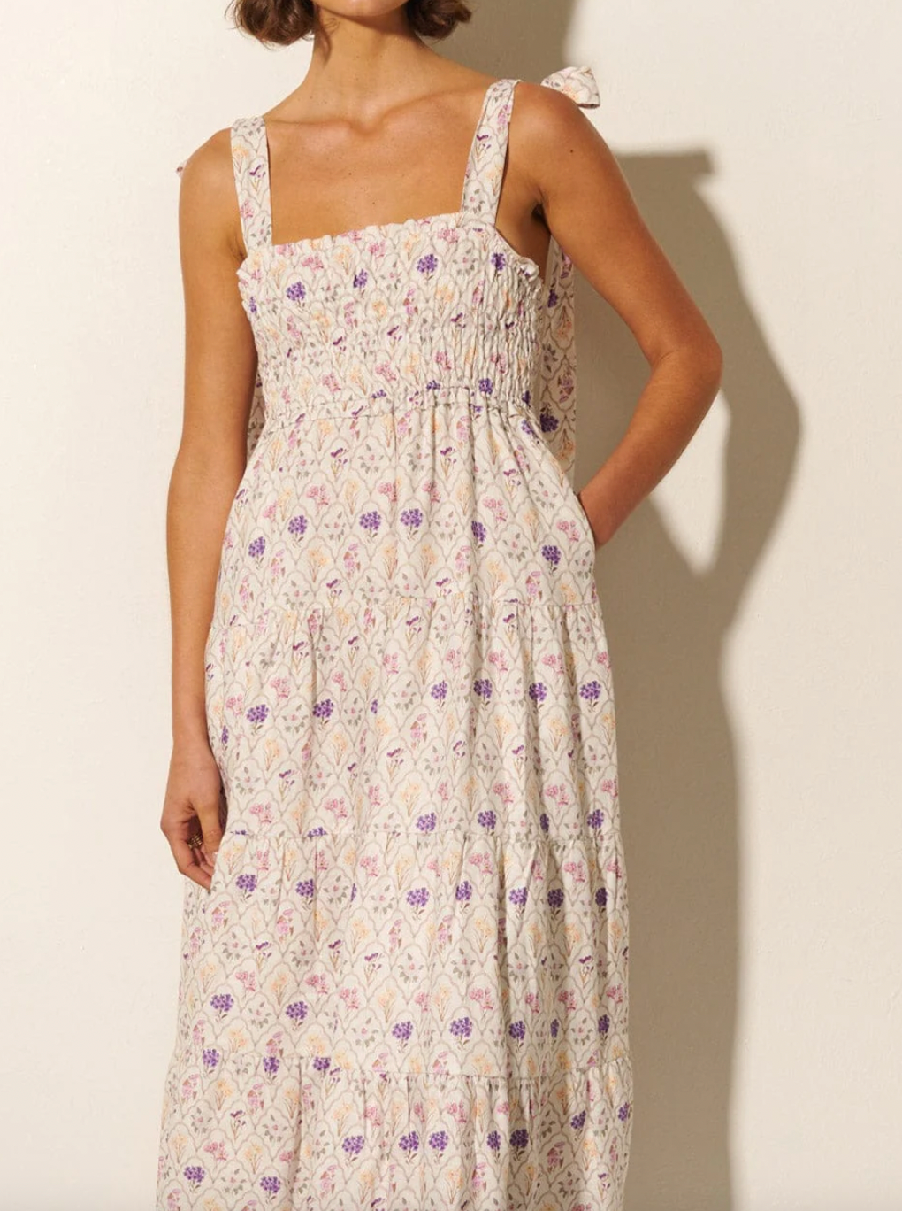 Fleur Shirred Midi Dress