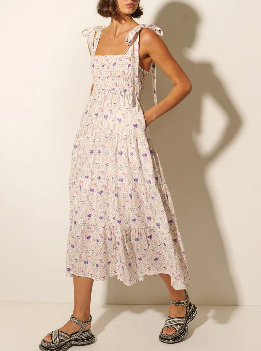 Fleur Shirred Midi Dress