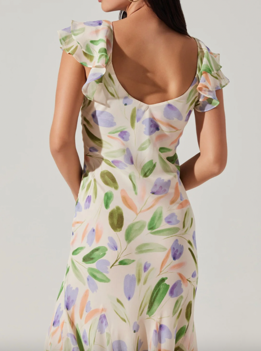 Wisteria Flutter Sleeve Maxi Dress