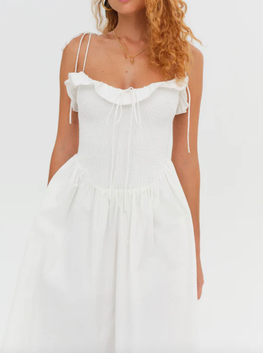 bethany midi dress Petal and Pup Women's Bethany Strapless Midi Dress