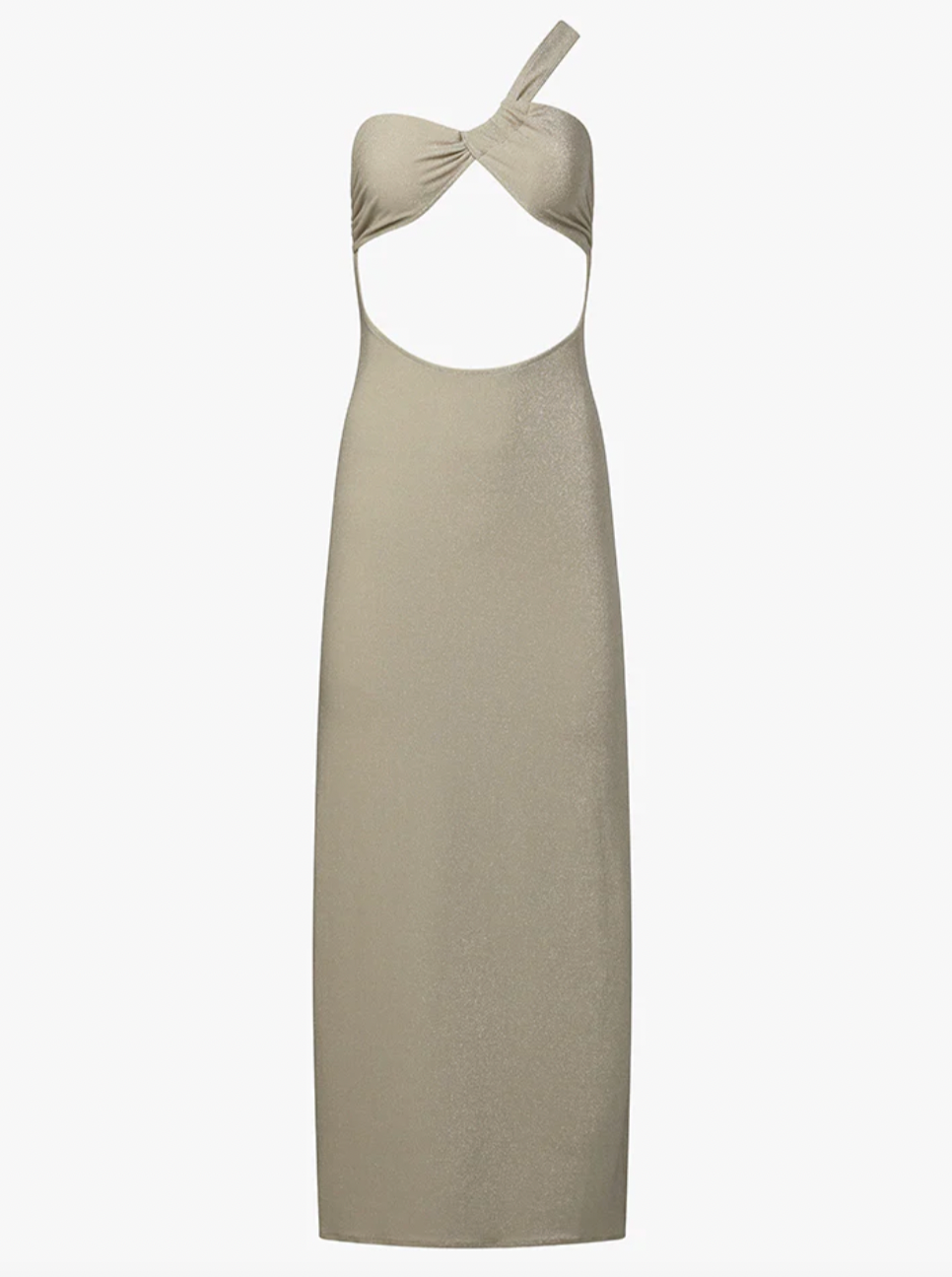 Ruched Asymmetrical Knit Maxi Dress
