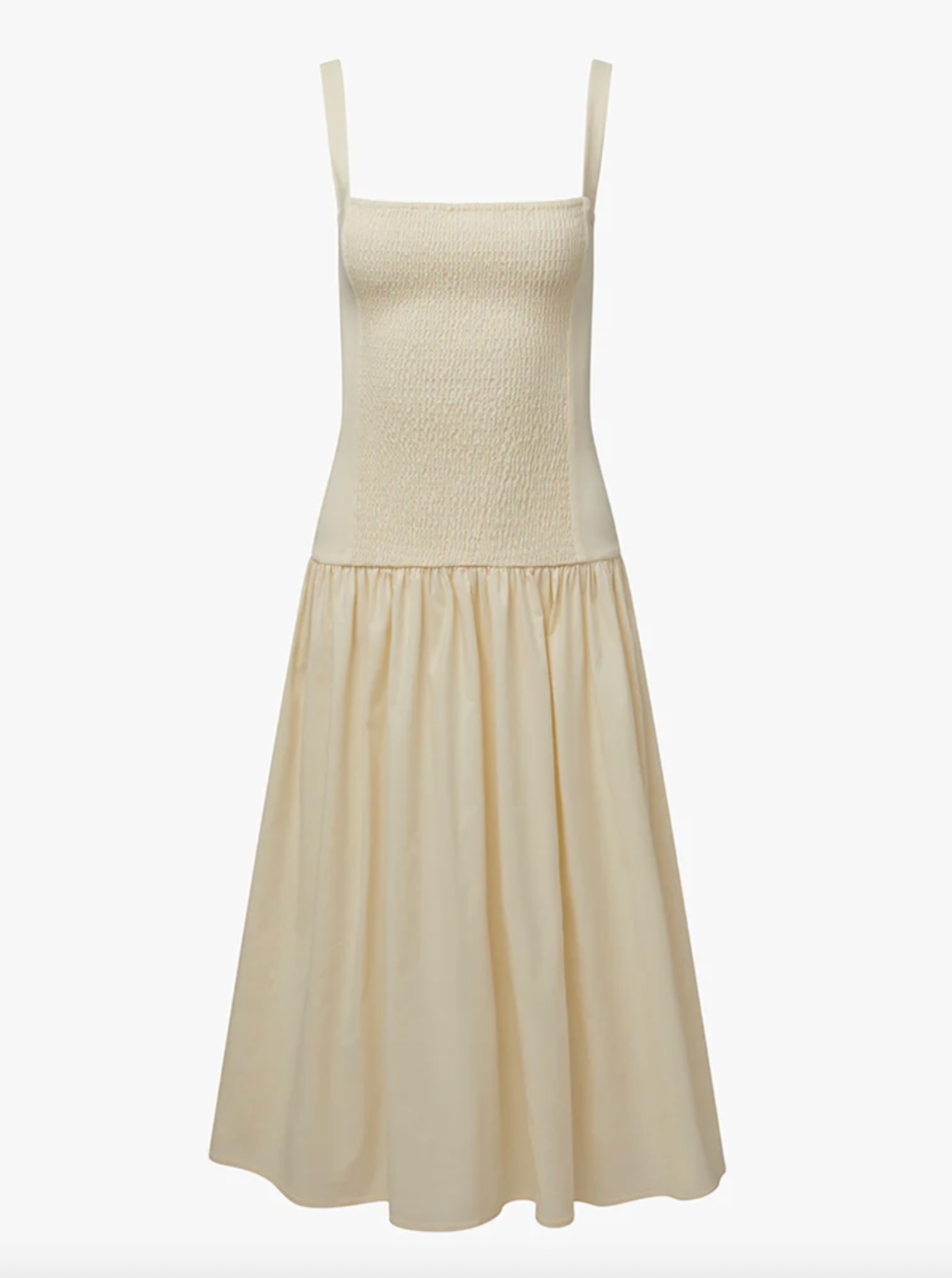Smocked Drop Waist Midi Dress - Ivory | Salt Nantucket Salt Boutique Smocked Drop Waist Midi Dress - Ivory | Salt Nantucket Salt Boutique