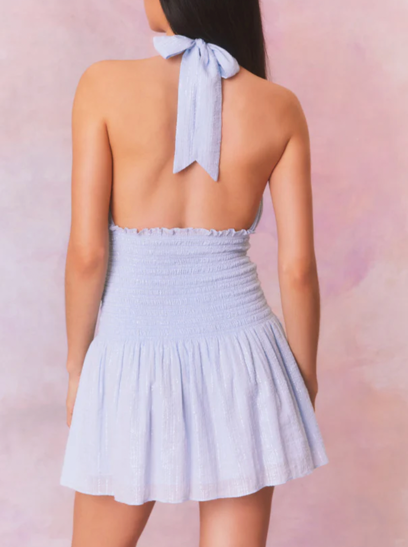 luisetta halter dress Loveshackfancy Luisetta Halter Dress Spa - Blue