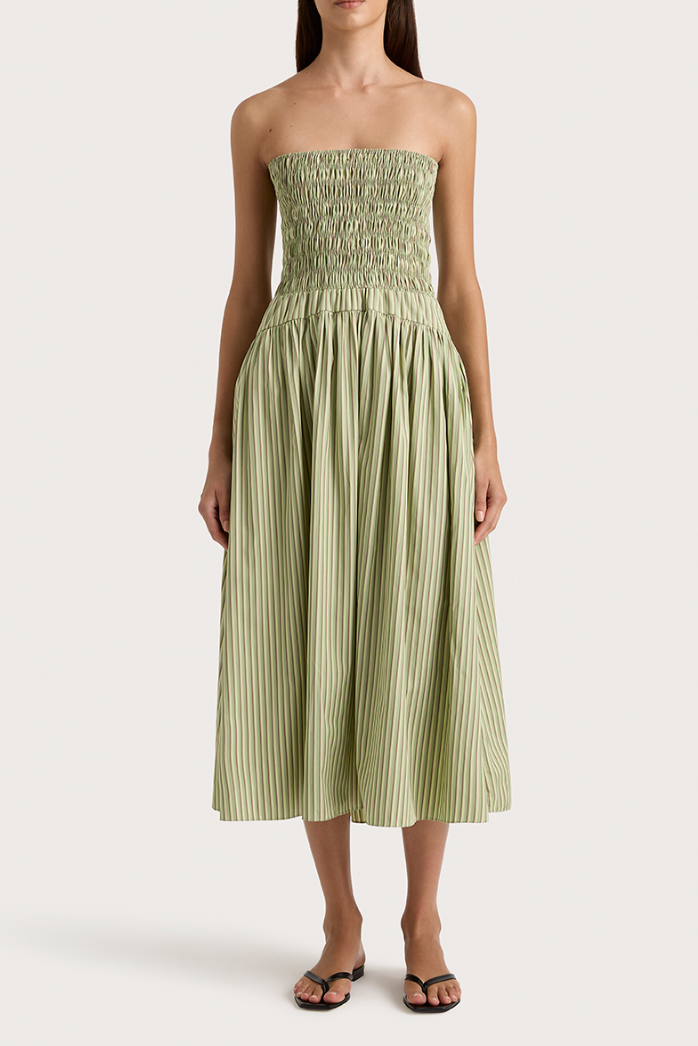 Amalie Strapless Dress - Green Stripe | Salt Nantucket Salt Boutique Amalie Strapless Dress - Green Stripe | Salt Nantucket Salt Boutique