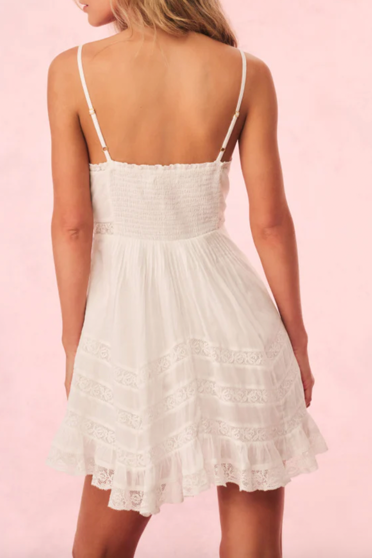 Alonna Cotton Lace-Trimmed Mini Dress