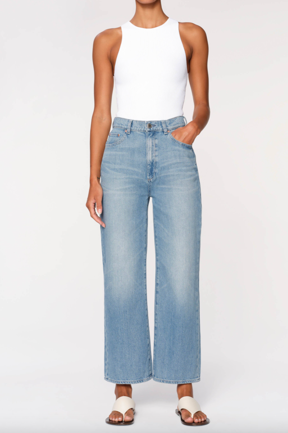 Hepburn Wide Leg High Rise Ankle Jeans
