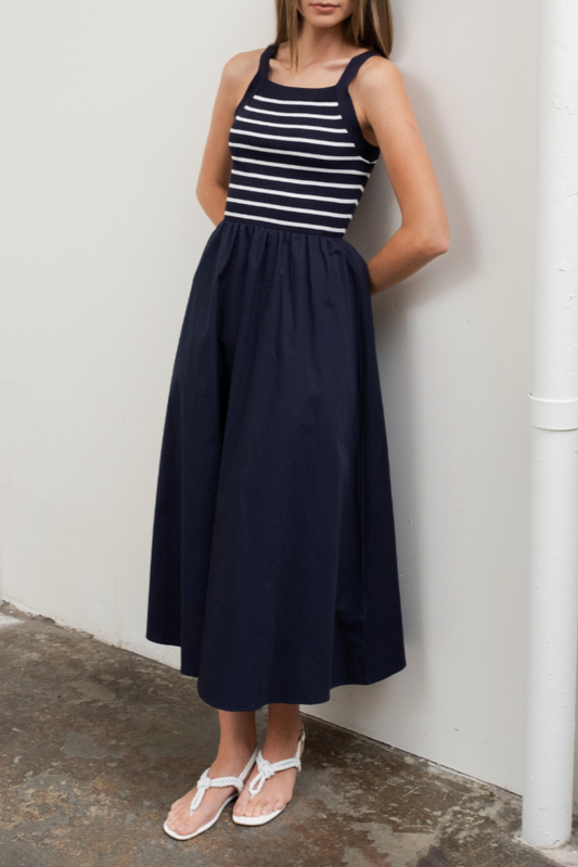 Square Neck Sweater Tank Midi Dress