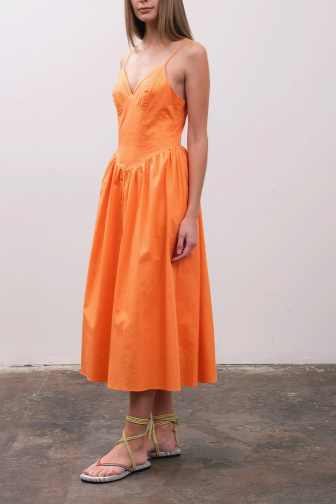 V-Neck Spaghetti Strap Midi Dress