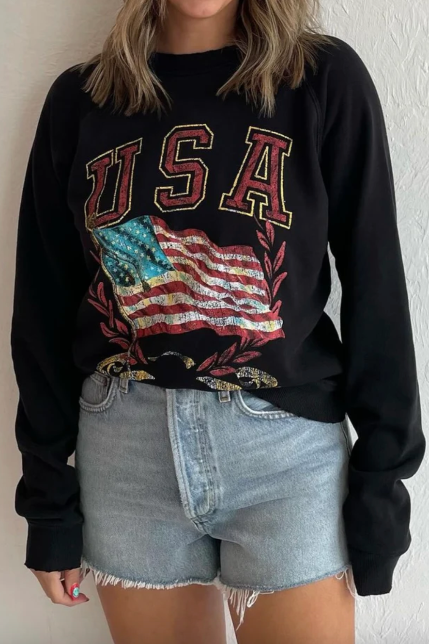 USA Flag Graphic Sweatshirt