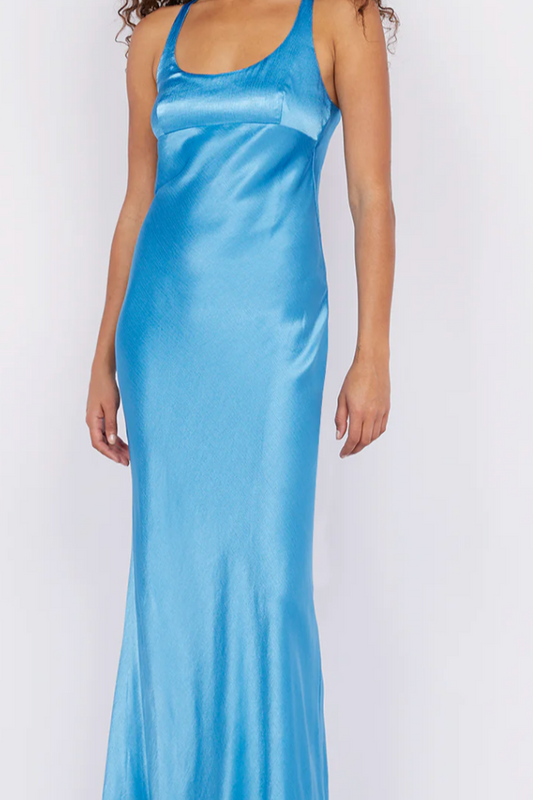 Maxina Crossover Dress - Mid Blue