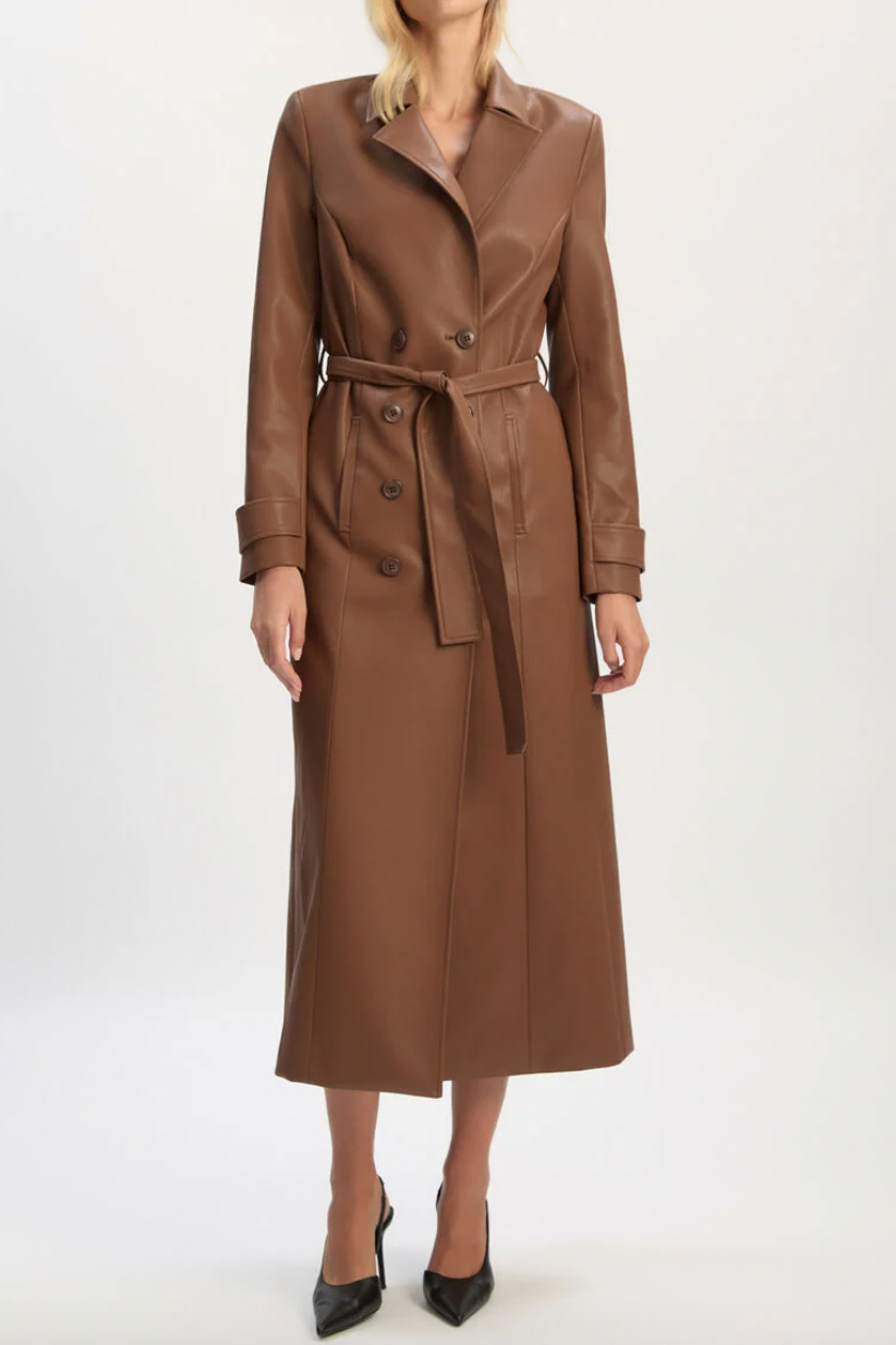 Vegan Leather Longline Coat