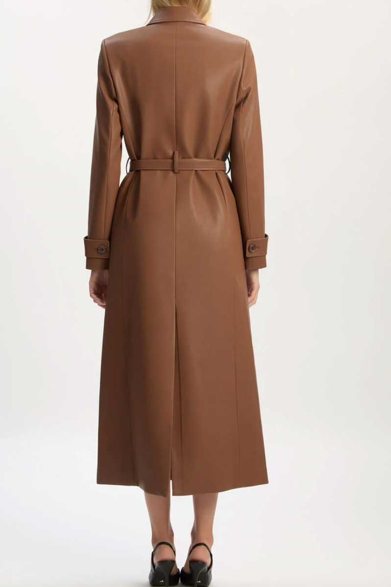 Vegan Leather Longline Coat