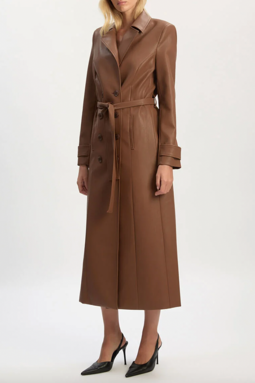 Vegan Leather Longline Coat