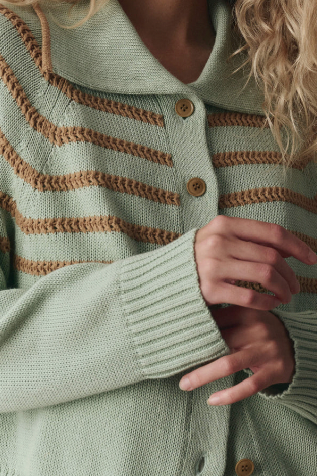 The Scholar Cardigan w/ Crochet Stripes