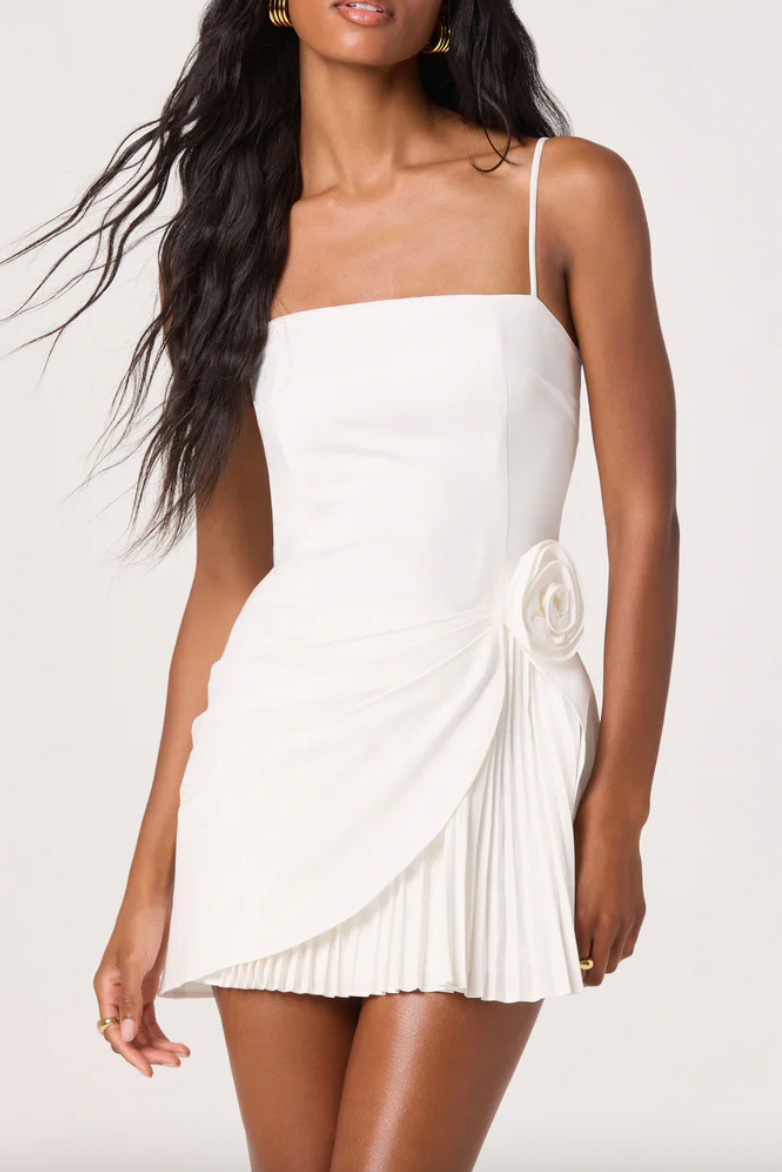 ASTR the Label | Blake Pleated Mini Dress in White