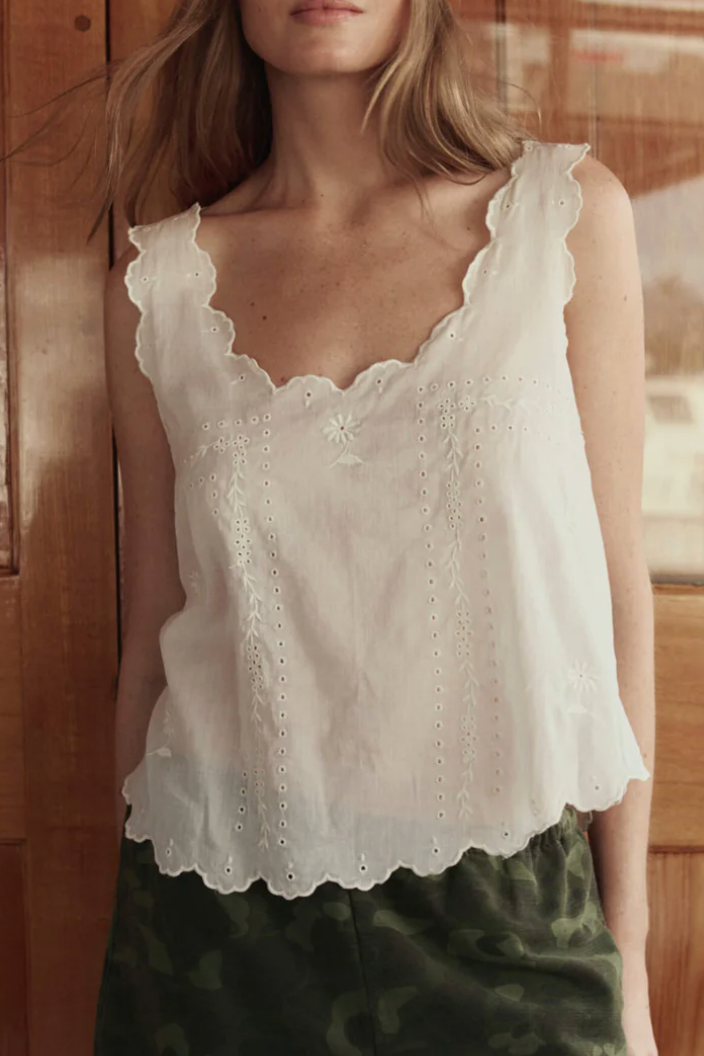 The Scalloped Eyelet Tank