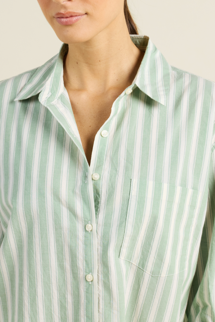 Blake Oversized Shirt - Green Cabana Stripe