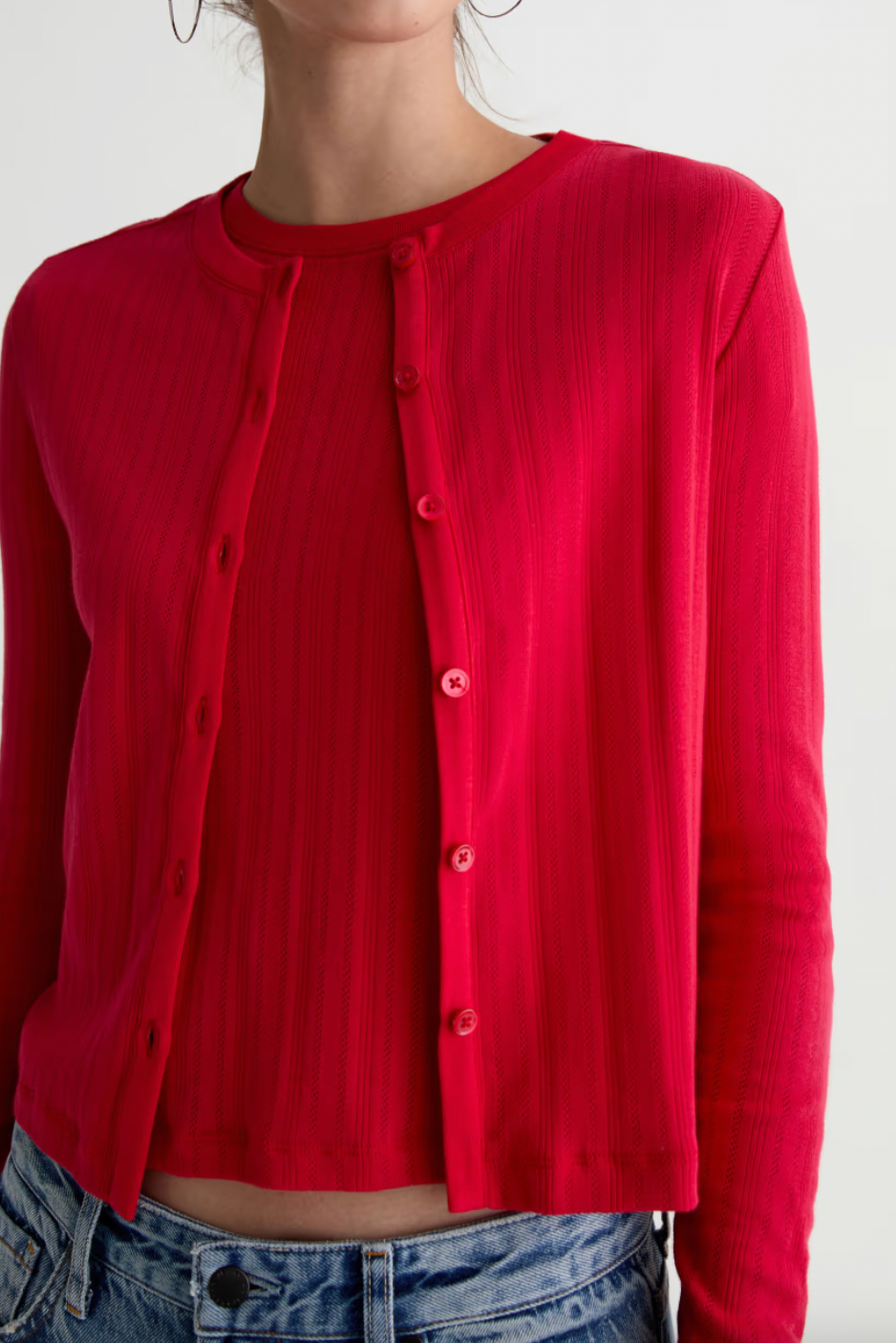 Edden Fitted Pointelle Sweater Cardigan