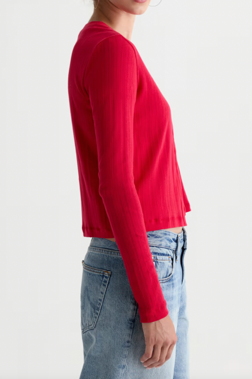 Edden Fitted Pointelle Sweater Cardigan