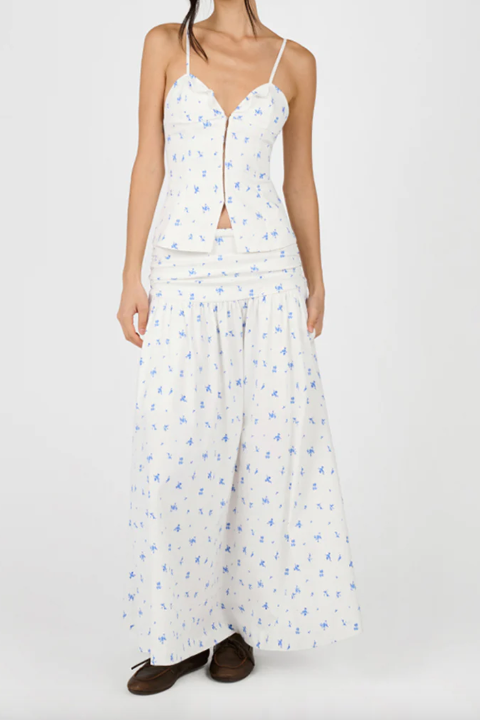 Ruched Waist Midi Skirt