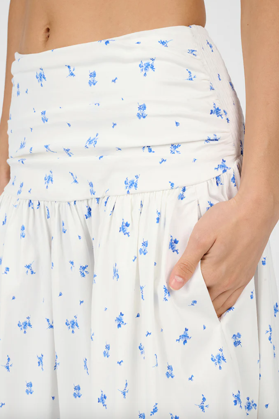 Ruched Waist Midi Skirt