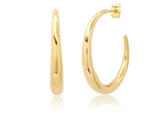 Medium Gold Hoop Earrings - 38mm x 5.5