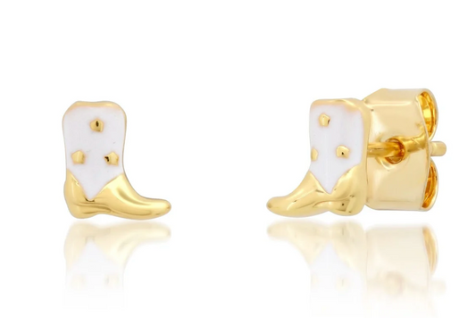 Gold Western Boot w/ White Enamel