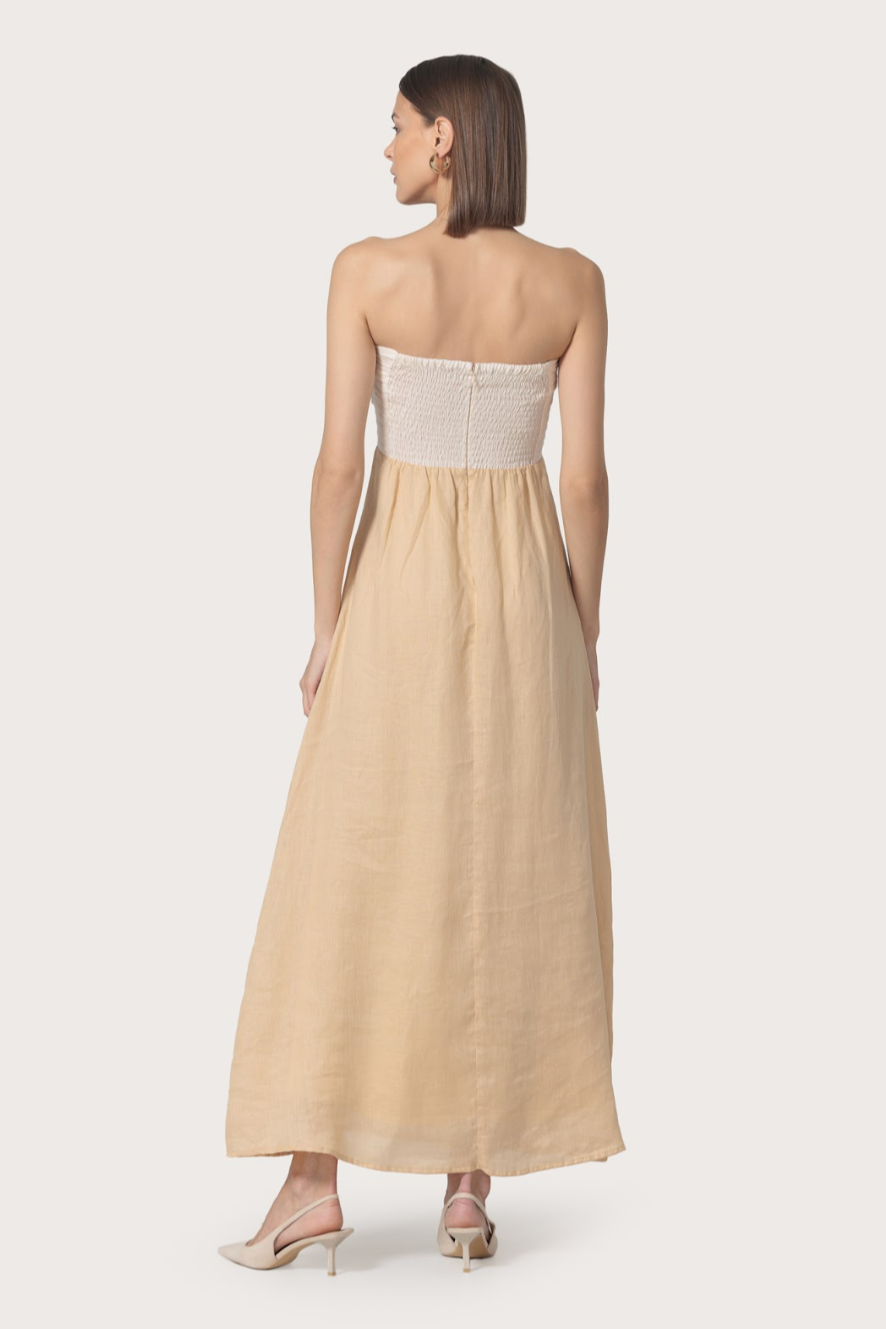 Melody Maxi Linen Dress- Champagne