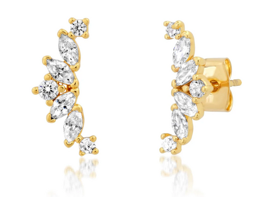 Mixed Shaped CZ Climber Earrings