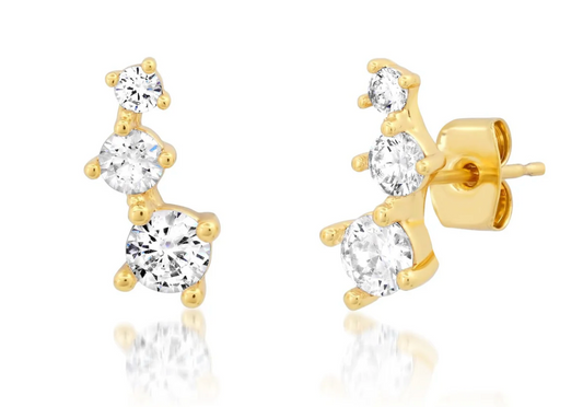 Graduated CZ Climber Post Earrings