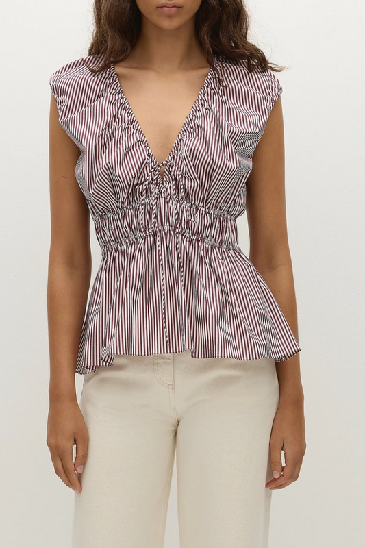 Hedda Top - Maia Stripe Burgundy