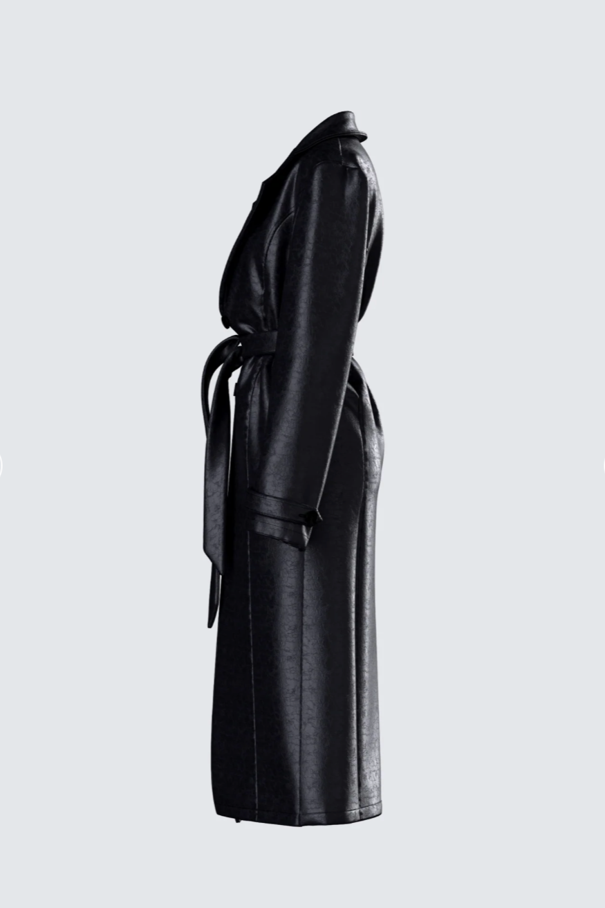 Vegan Longline Coat - Black