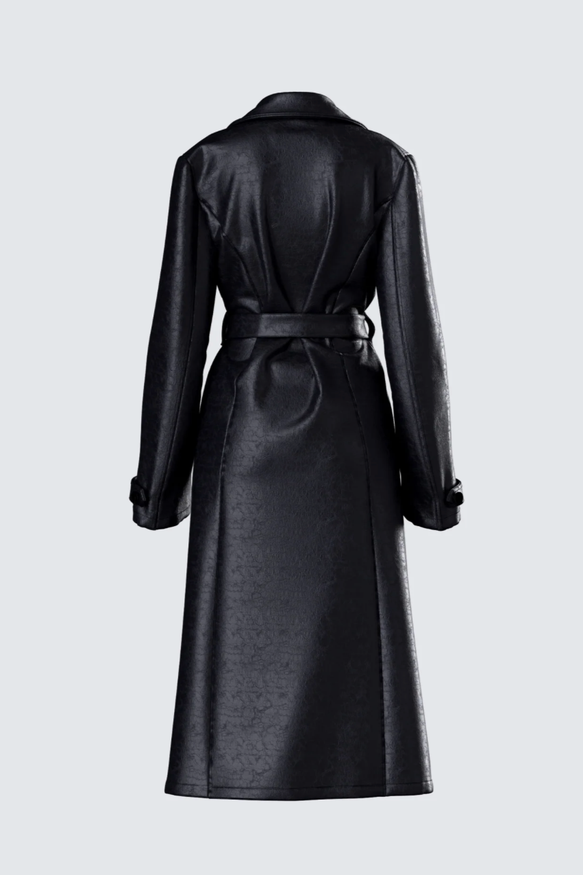 Vegan Longline Coat - Black