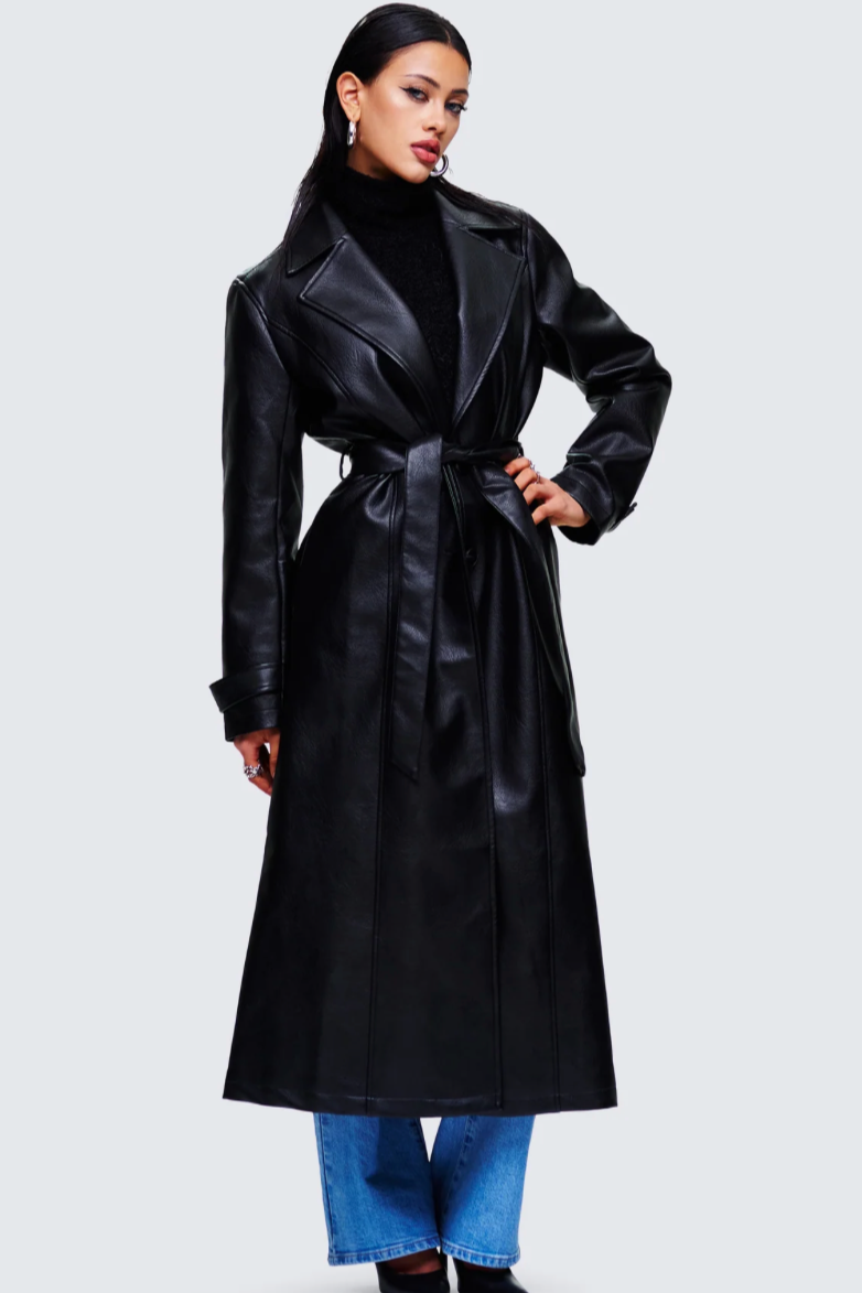 Vegan Longline Coat - Black